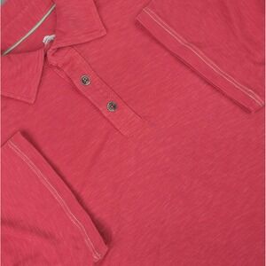 Tommy Bahama Polo Shirt Mens Large Red Tencel Blend Slub Knit Soft Casual